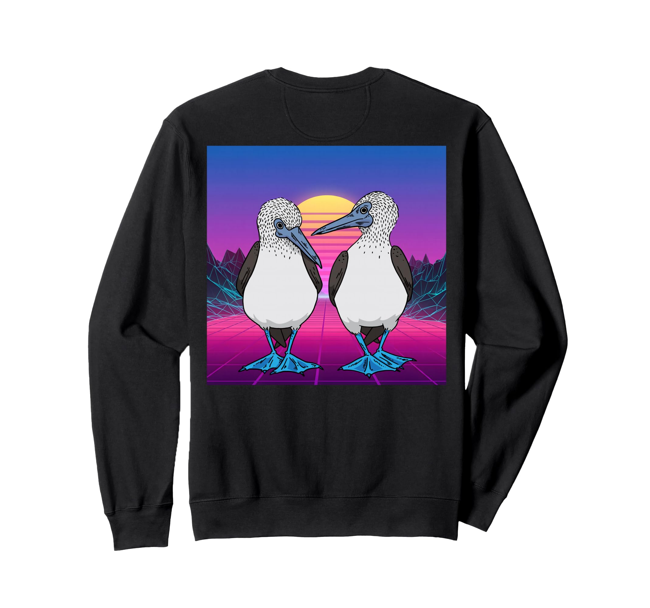 Vaporwave Seabirds Blue Footed Booby Bird Sweatshirt - Graphic Print Unisex - T-Shirt, Sweatshirt, Hoodie
