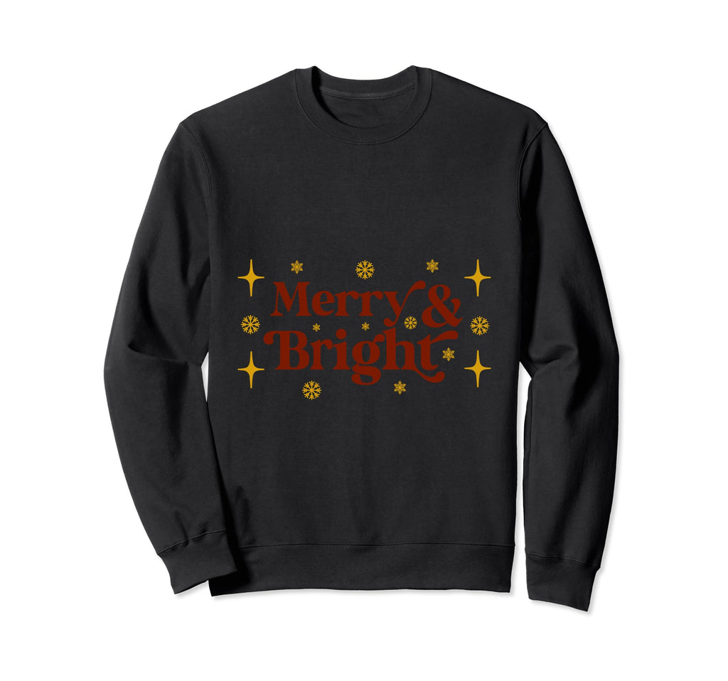 Holiday Merry Bright Word Art Sweatshirt - Aesthetic Graphic Men Women - T-Shirt, Sweatshirt, Hoodie