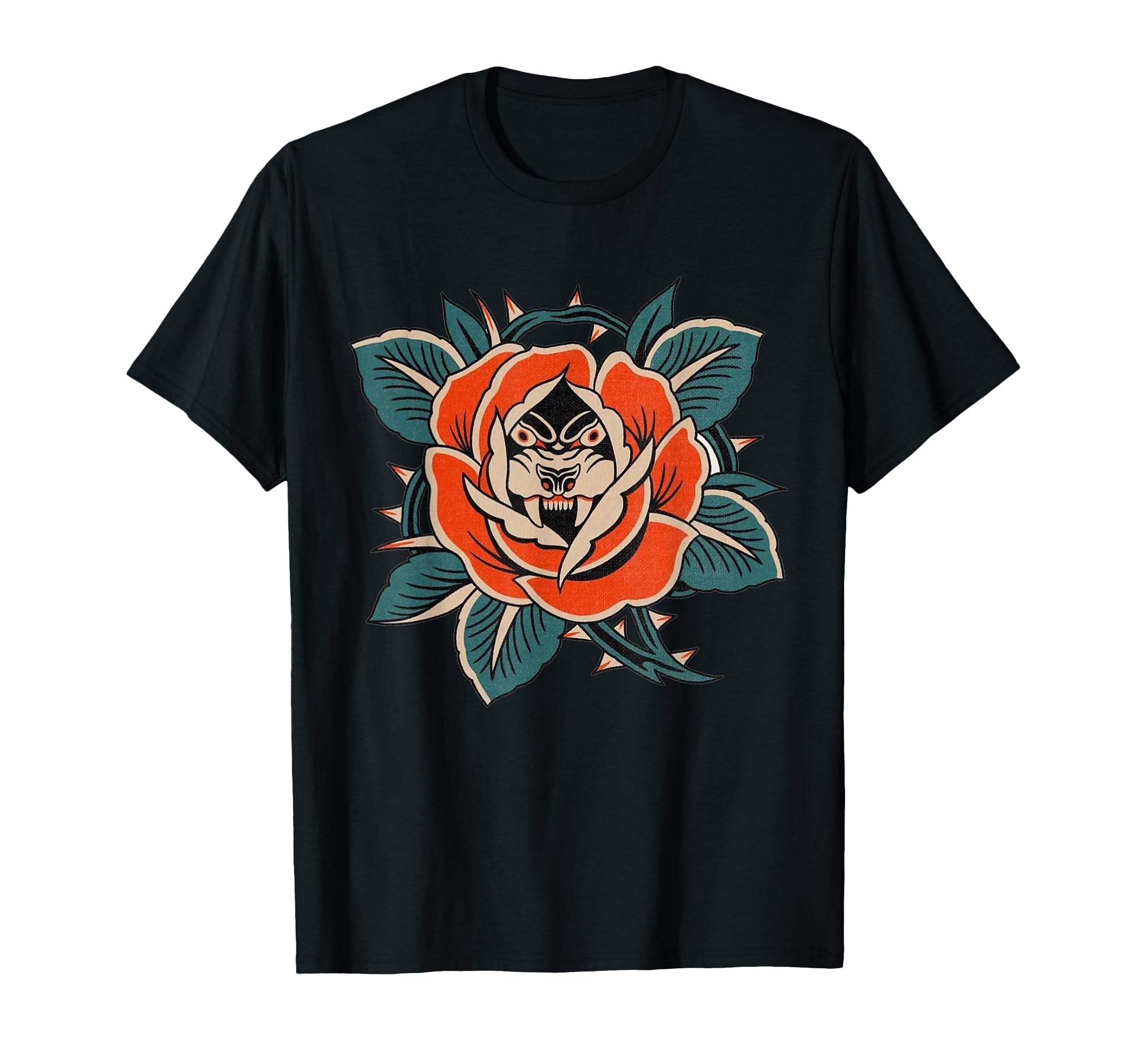 Rose Panther Thorn Traditional Tattoo T-Shirt - Fun Novelty Design Unisex - T-Shirt, Sweatshirt, Hoodie
