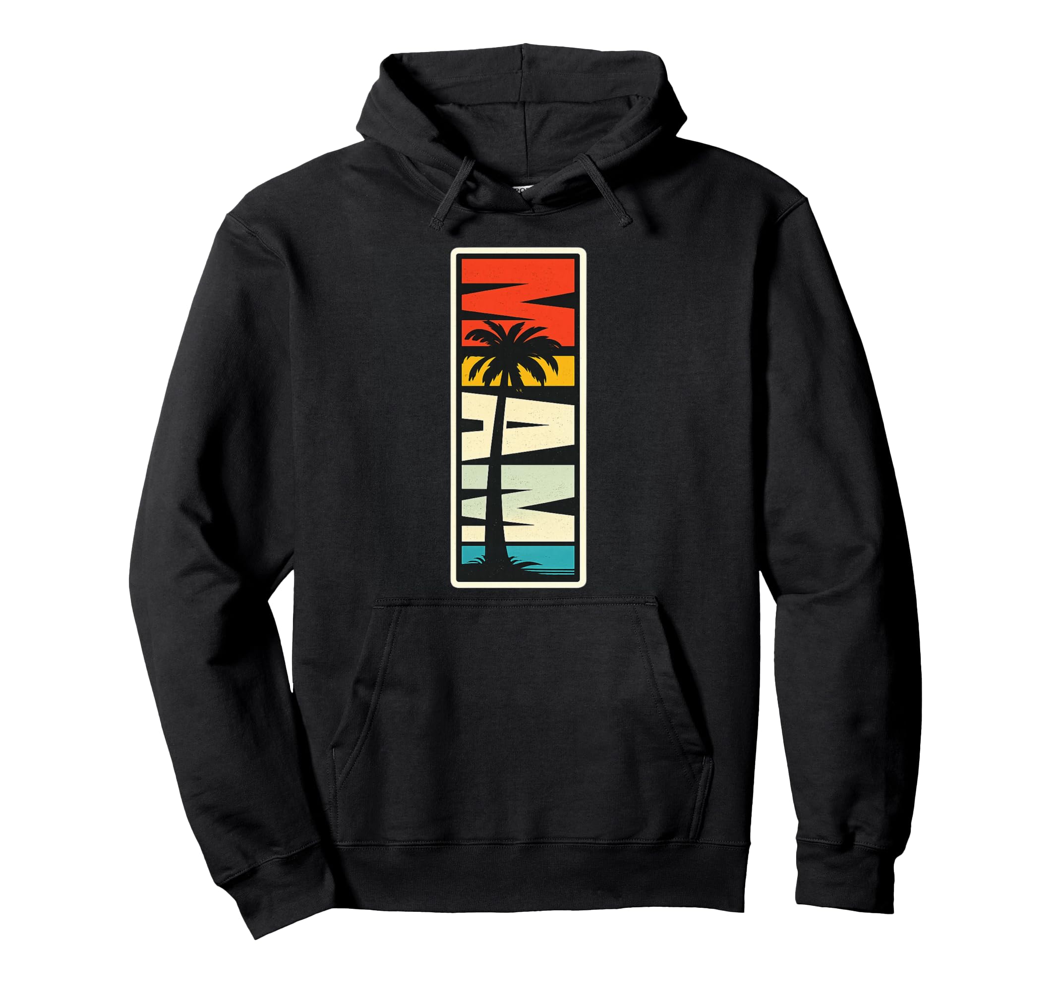 Miami Sunset Palm Tree Hoodie - Minimalist Print Men Women - T-Shirt, Sweatshirt, Hoodie