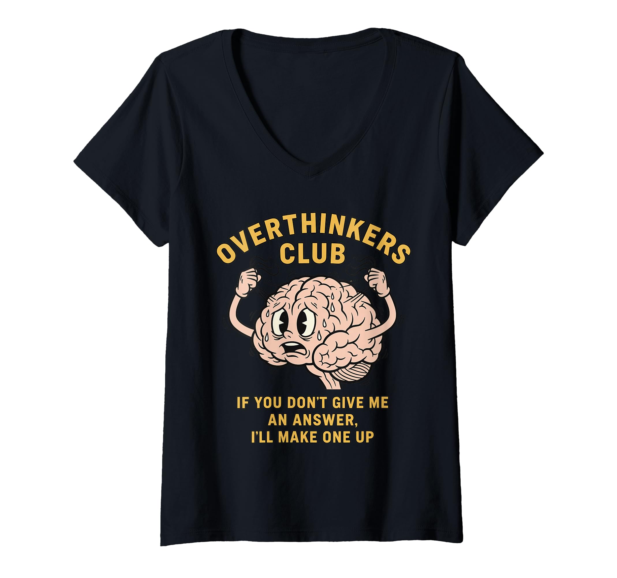 Womens Overthinkers Club Funny Brain V T-Shirt - Novelty Apparel Unisex - T-Shirt, Sweatshirt, Hoodie