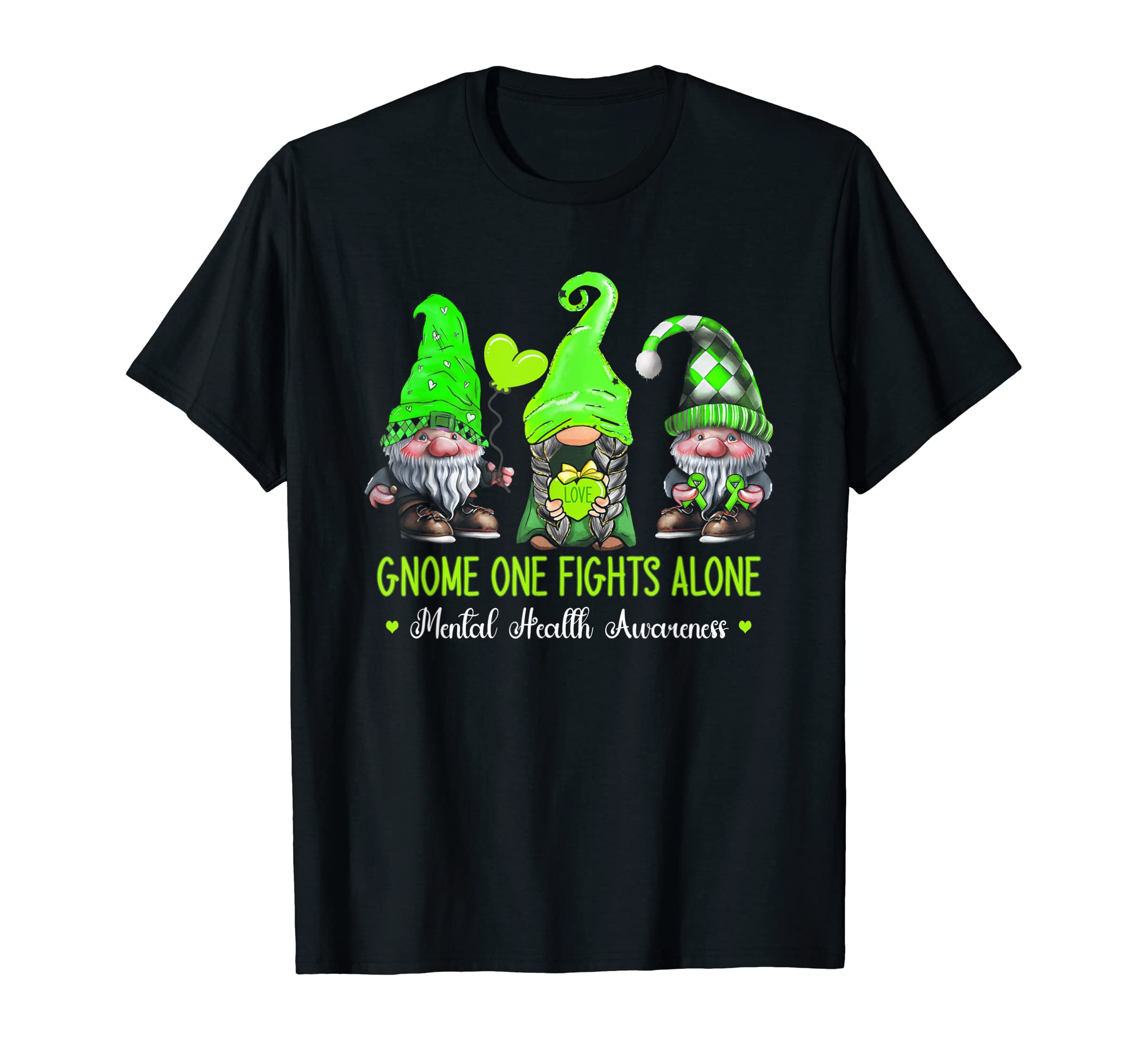 Gnome One Fights Alone Green T-Shirt - Casual Everyday Wear Men Women - T-Shirt, Sweatshirt, Hoodie