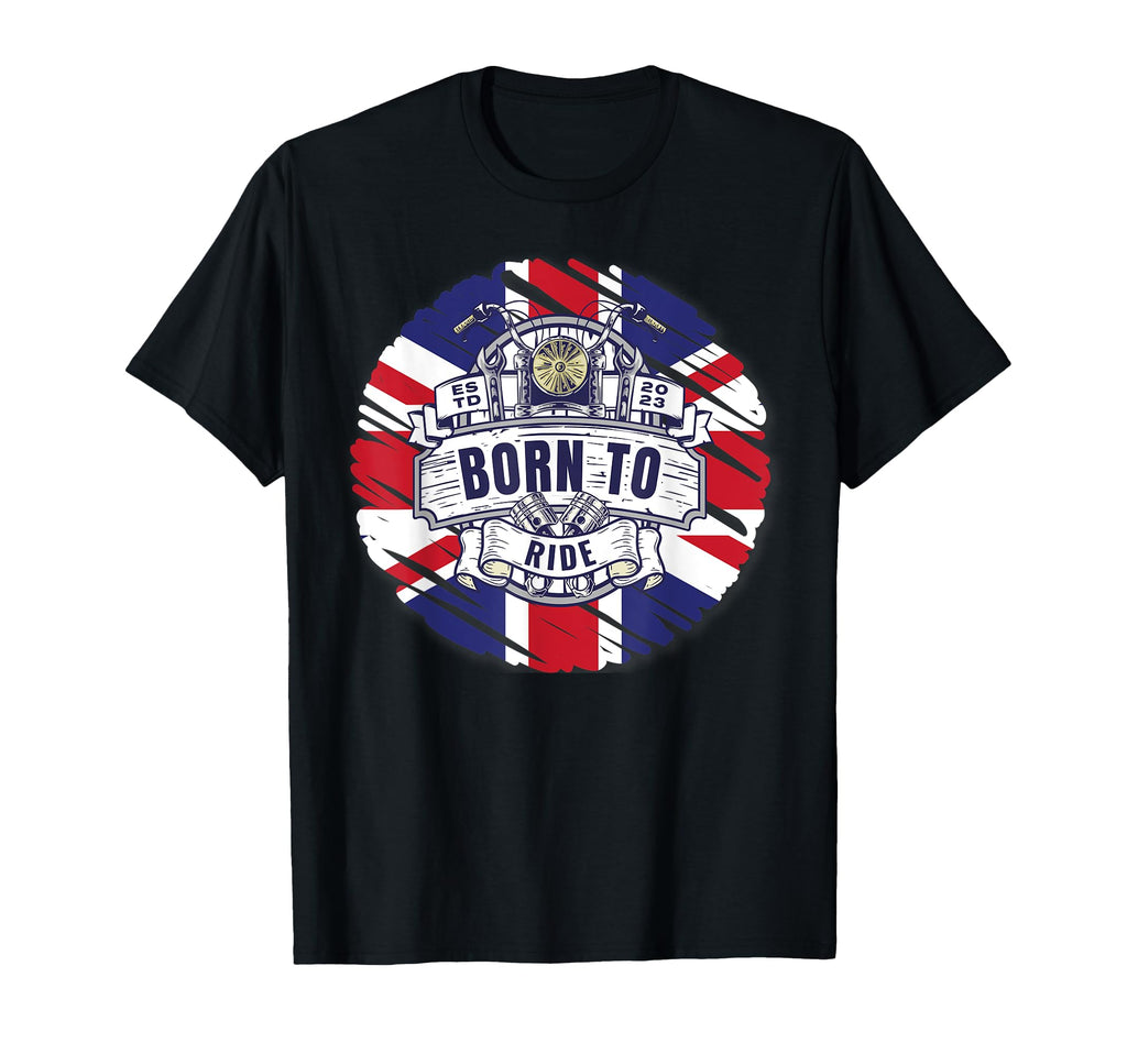 Uk Union Jack Motorcycle Gift Bikers T-Shirt - Custom Art Print for Adults - T-Shirt, Sweatshirt, Hoodie