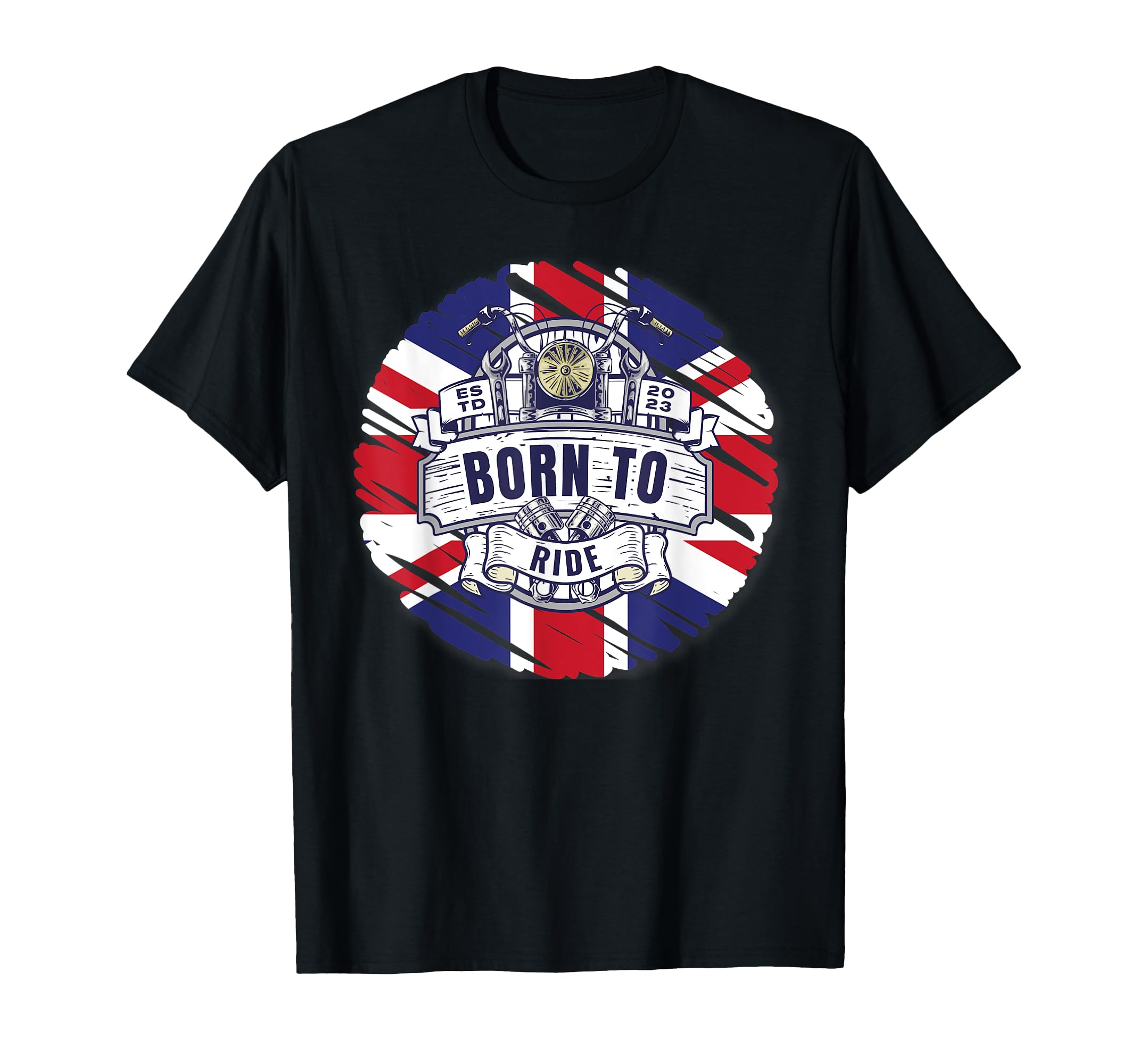 Uk Union Jack Motorcycle Gift Bikers T-Shirt - Custom Art Print for Adults - T-Shirt, Sweatshirt, Hoodie