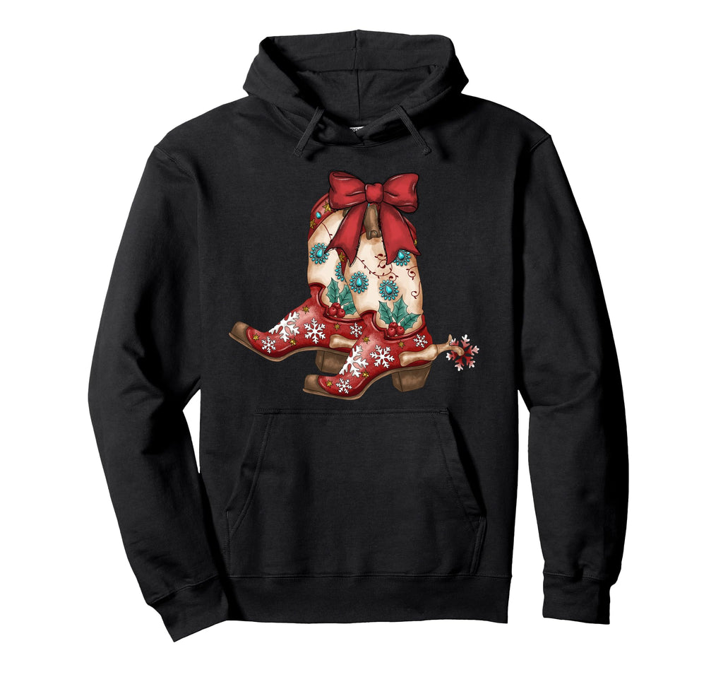 Cowgirl Boots Coquette Bow Western Howdy Hoodie - Unique Graphic Men Women - T-Shirt, Sweatshirt, Hoodie