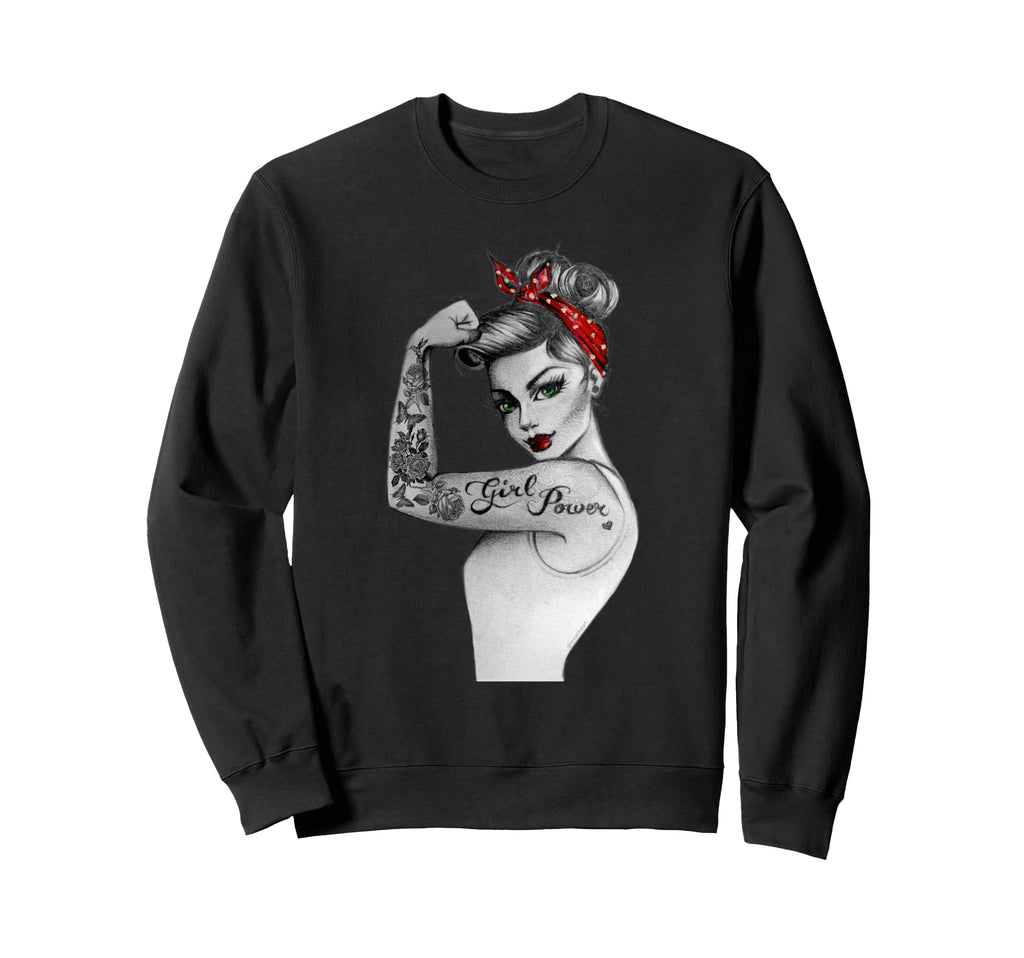 Power Pin Up Old School Tattoo Sweatshirt - Casual Everyday Wear Unisex - T-Shirt, Sweatshirt, Hoodie
