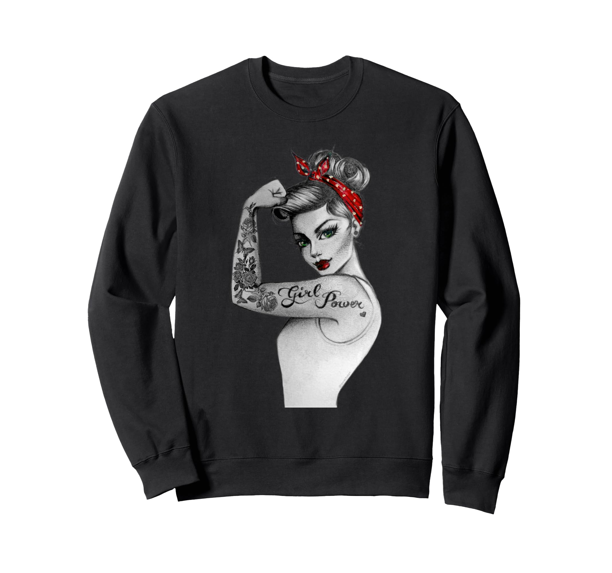 Power Pin Up Old School Tattoo Sweatshirt - Casual Everyday Wear Unisex - T-Shirt, Sweatshirt, Hoodie