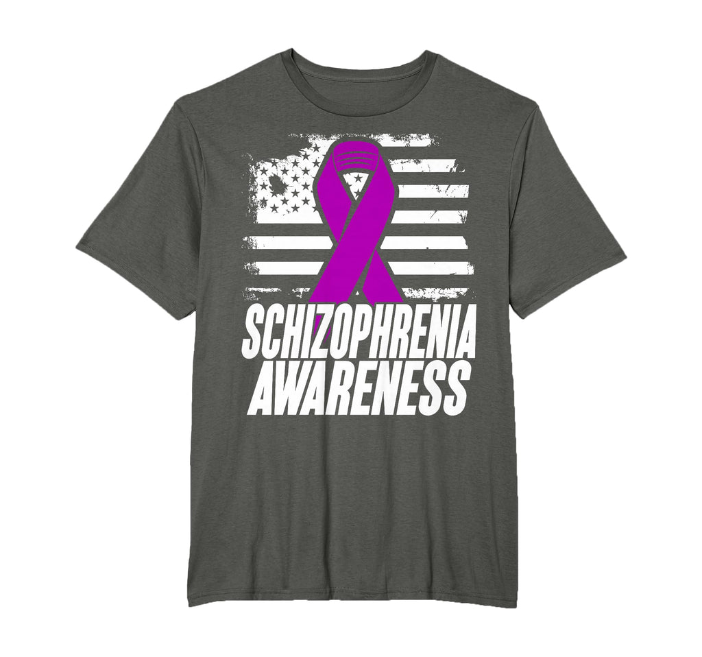 Schizophrenia Purple Awareness Ribbon T-Shirt - Unique Graphic Men Women - T-Shirt, Sweatshirt, Hoodie
