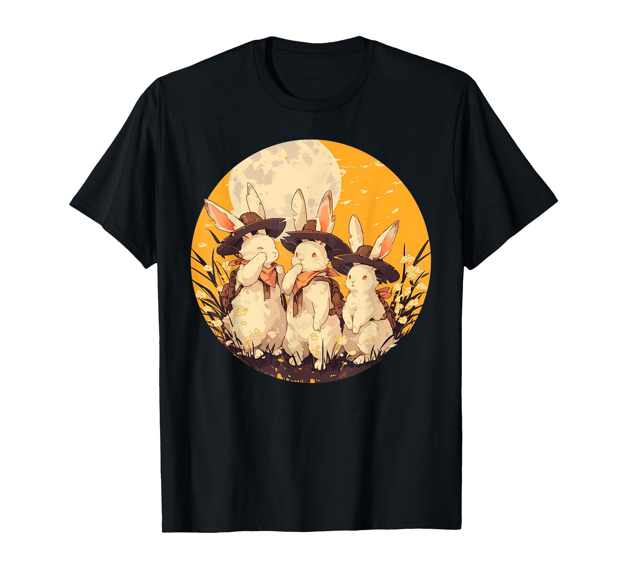 Rabbit Howling Moon Cowboy Funny T-Shirt - Custom Art Print Unisex - T-Shirt, Sweatshirt, Hoodie