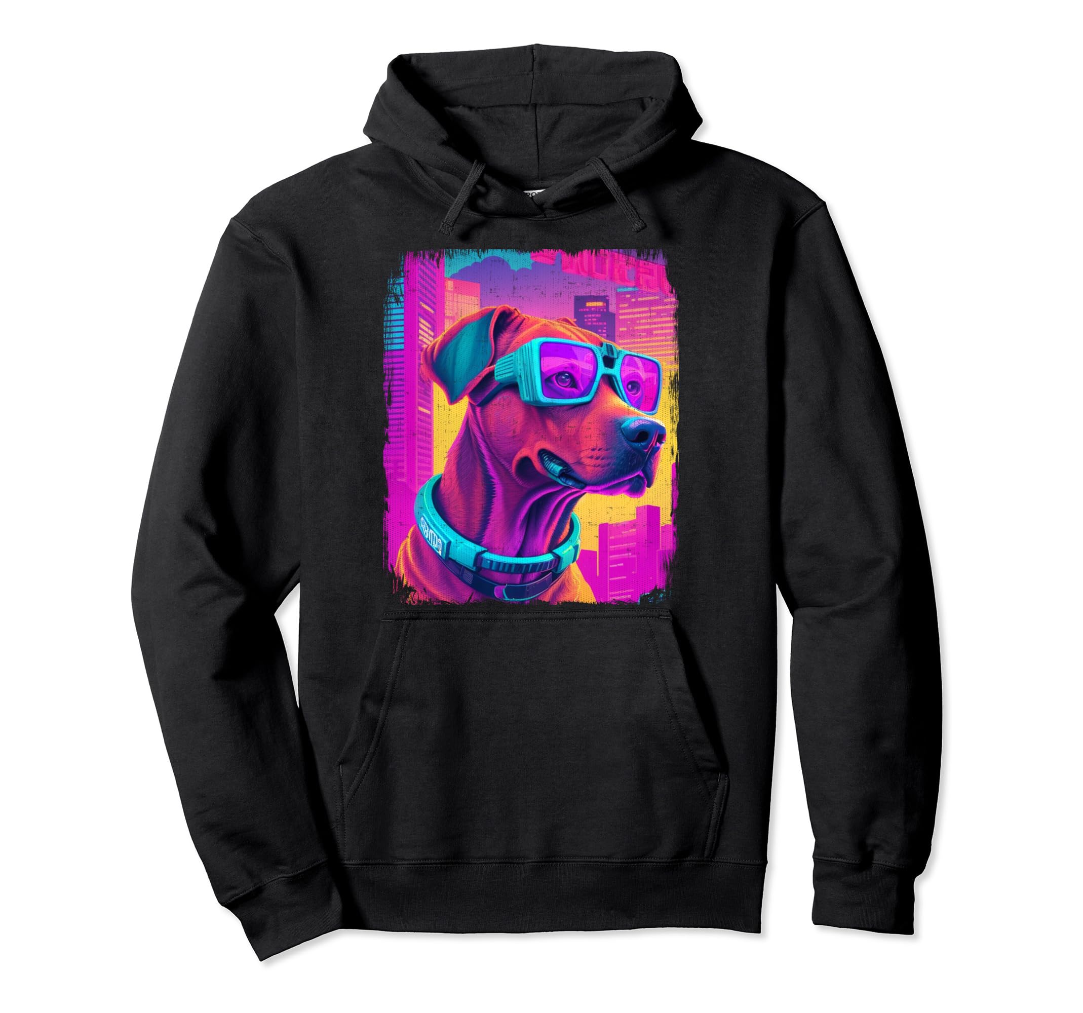 Rhodesian Ridgeback Dog Vaporwave 80S Hoodie - Trendy Graphic Unisex - T-Shirt, Sweatshirt, Hoodie