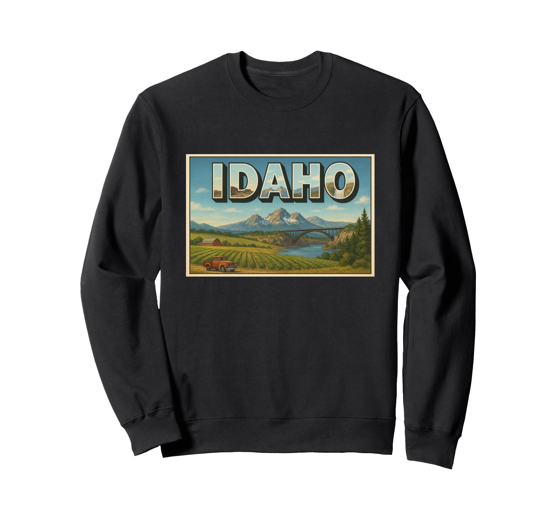 Idaho 50S Travel Souvenir Art Sweatshirt - Custom Art Print Men Women - T-Shirt, Sweatshirt, Hoodie
