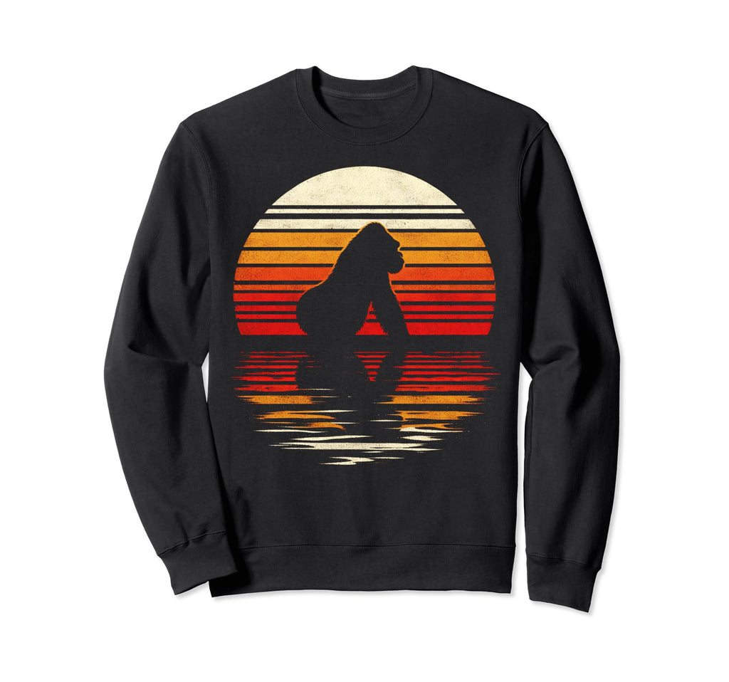 Gorilla Sunset Safari 70S Sweatshirt - Fun Novelty Design Unisex - T-Shirt, Sweatshirt, Hoodie
