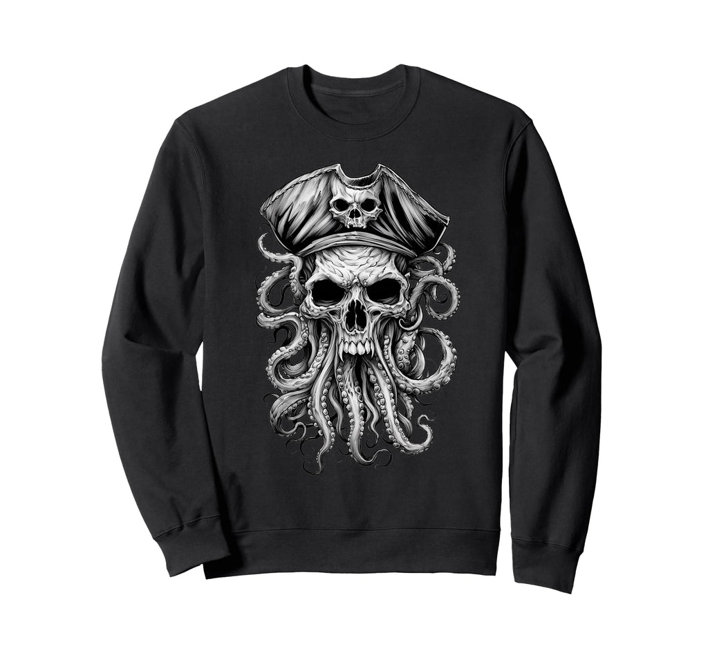 Skull Pirate Octopus Demon Sweatshirt - Unique Graphic for Adults - T-Shirt, Sweatshirt, Hoodie