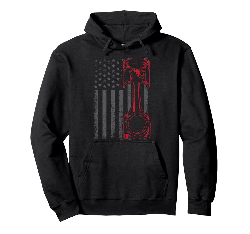 American Flag Piston Funny Muscle Hoodie - Casual Everyday Wear for Adults - T-Shirt, Sweatshirt, Hoodie