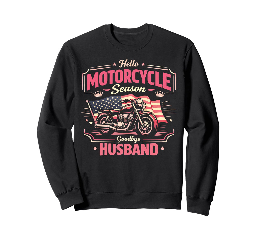 Motorcycle Biker Husband Wife Hello Sweatshirt - Minimalist Print Men Women - T-Shirt, Sweatshirt, Hoodie