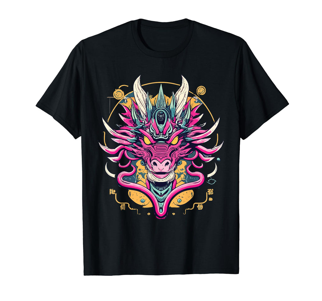 Dragon Techno Vaporwave Anime Futuristic T-Shirt - Novelty Apparel Unisex - T-Shirt, Sweatshirt, Hoodie