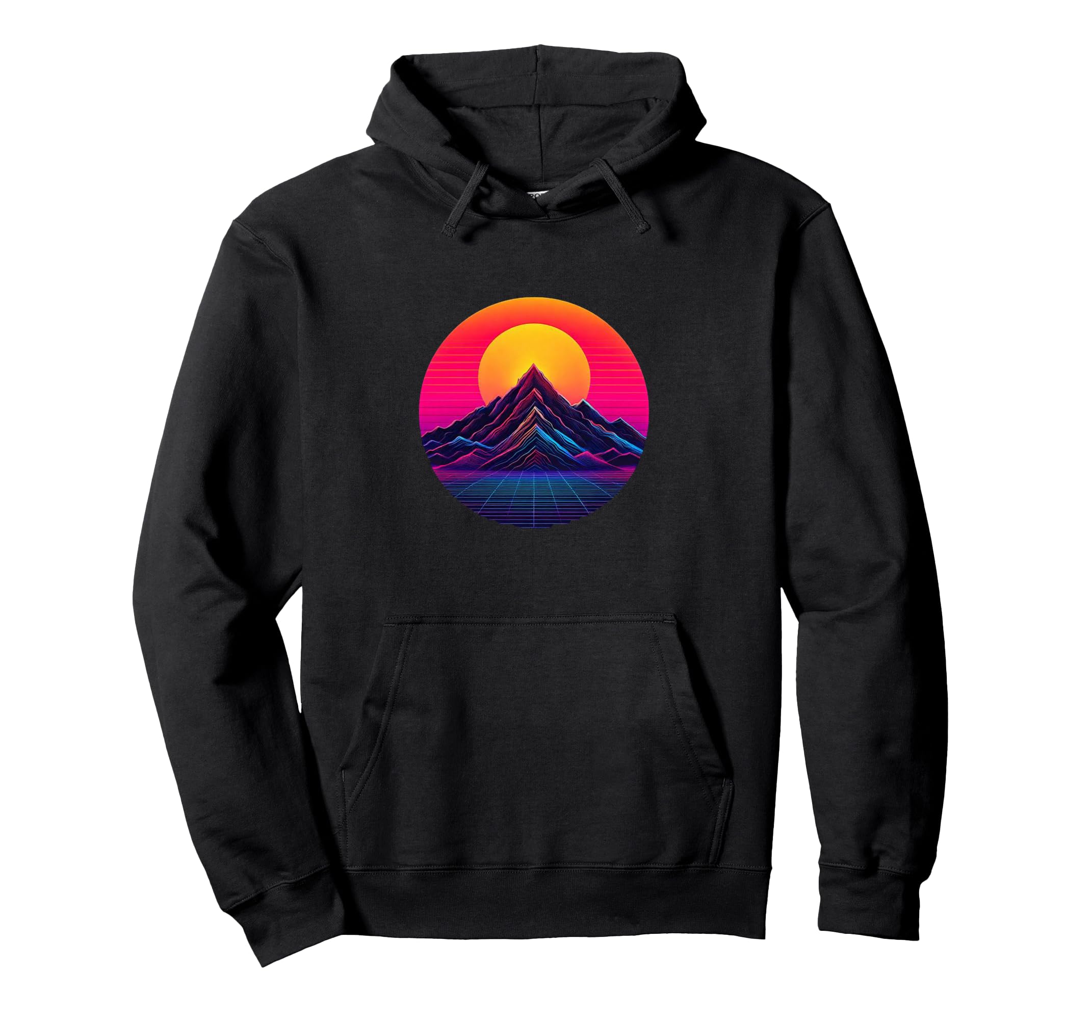 80S Sunset And Mountain Synthwave Hoodie - Novelty Apparel Men Women - T-Shirt, Sweatshirt, Hoodie