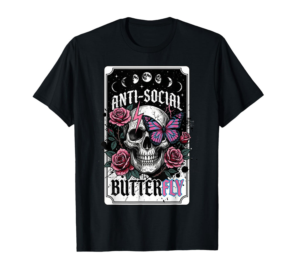 Funny Antisocial Butterfly Floral T-Shirt - Streetwear Style Men Women - T-Shirt, Sweatshirt, Hoodie