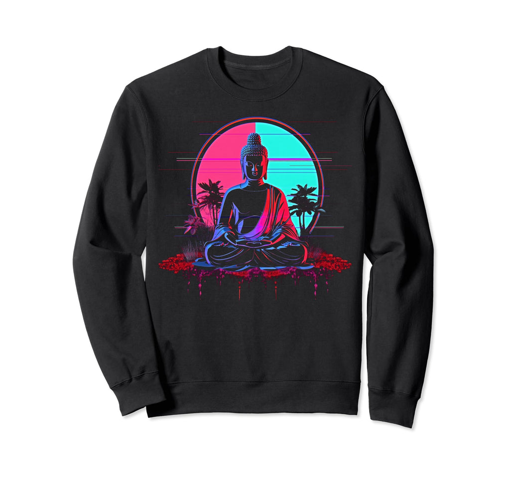 Vaporwave Buddha 80S Synthwave 6 Sweatshirt - Casual Everyday Wear Unisex - T-Shirt, Sweatshirt, Hoodie