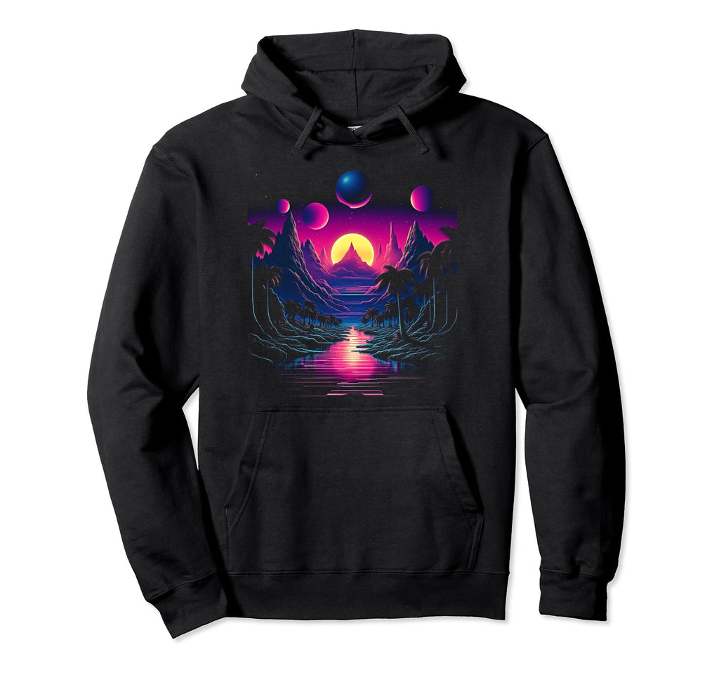 Vaporwave Solar System 80S Synthwave Hoodie - Aesthetic Graphic Unisex - T-Shirt, Sweatshirt, Hoodie
