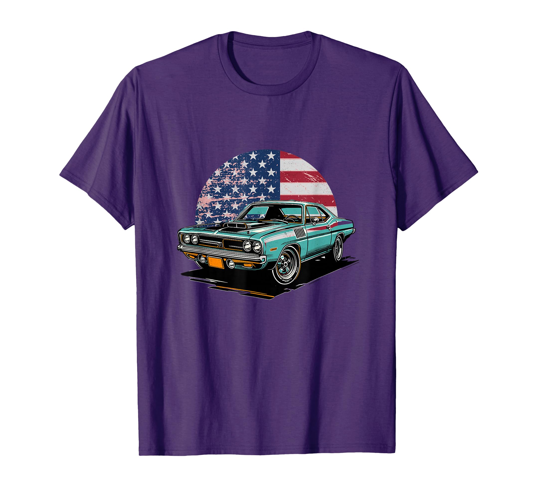 Muscle Car Us American Flag T-Shirt - Casual Everyday Wear for Adults - T-Shirt, Sweatshirt, Hoodie