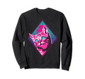 Cat Retrowave Synthwave Vaporwave Cat Sweatshirt - Unique Graphic Men Women - T-Shirt, Sweatshirt, Hoodie