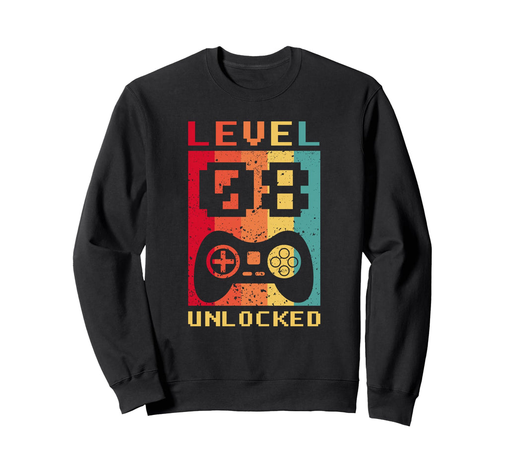 Level 8 Unlocked Gamer Controller Sweatshirt - Novelty Apparel for Adults - T-Shirt, Sweatshirt, Hoodie