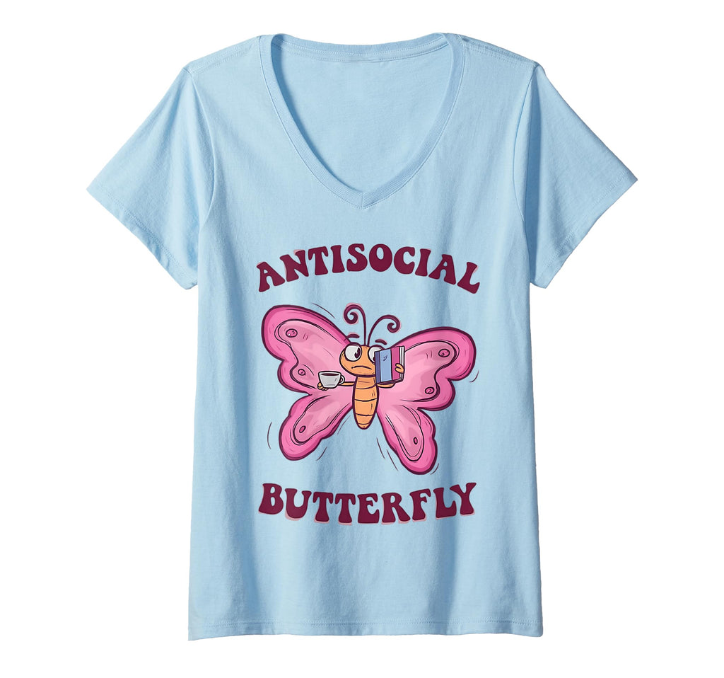 Womens Groovy Anti Social Butterfly T-Shirt - Minimalist Print Unisex - T-Shirt, Sweatshirt, Hoodie