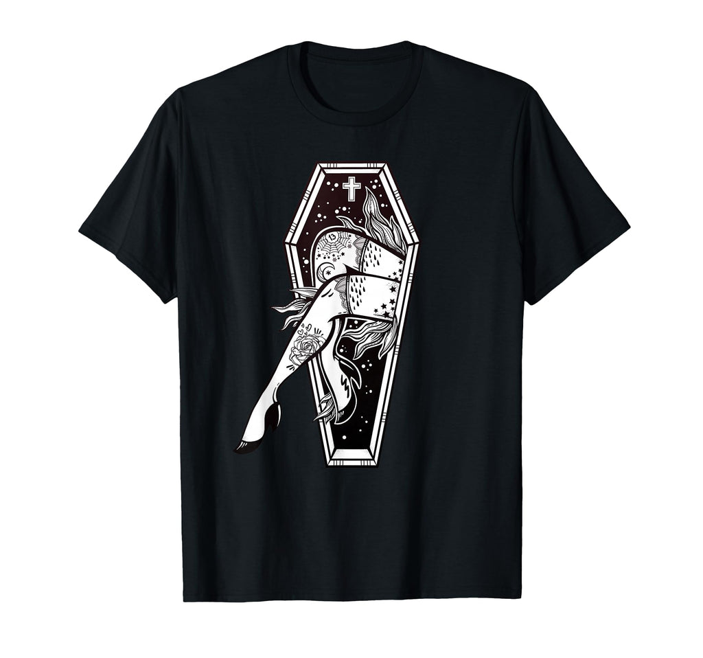 Sexy Zombie Legs Flash Tattoo Coffin Pin T-Shirt - Custom Art Print Unisex - T-Shirt, Sweatshirt, Hoodie