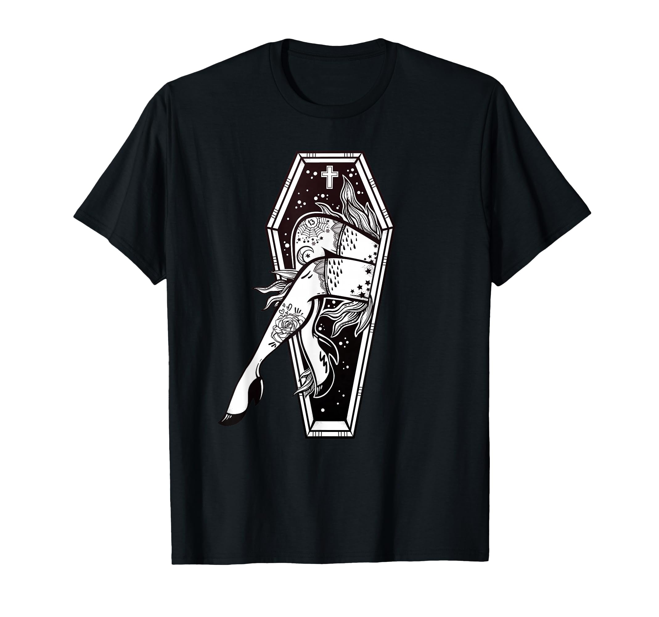 Sexy Zombie Legs Flash Tattoo Coffin Pin T-Shirt - Custom Art Print Unisex - T-Shirt, Sweatshirt, Hoodie