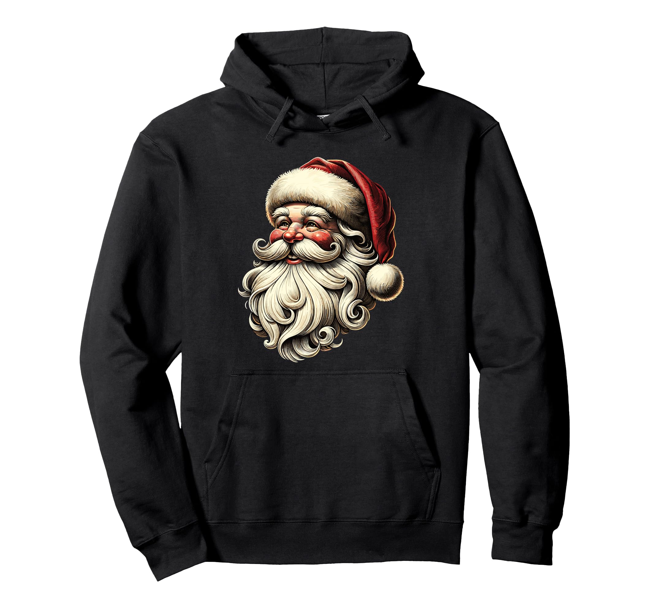 Santa Head Postcard Nostalgic Hoodie - Custom Art Print for Adults - T-Shirt, Sweatshirt, Hoodie