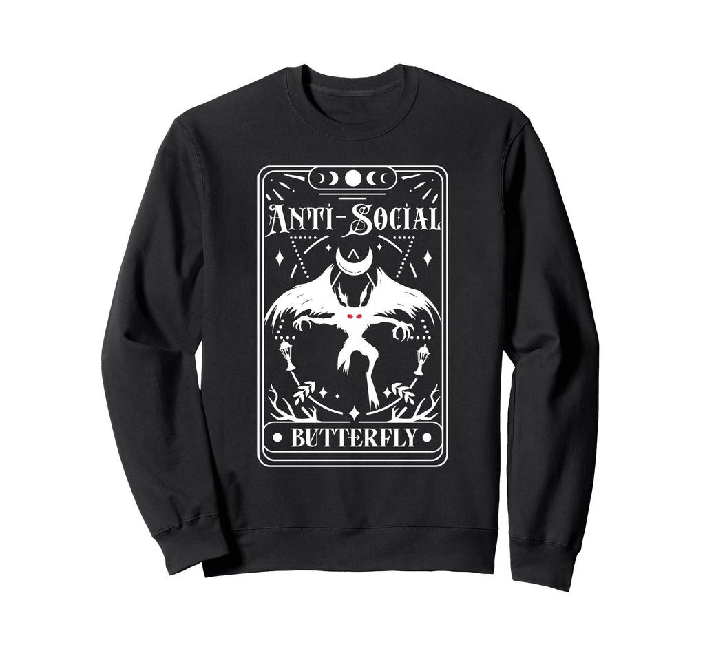Mothman Tarot Card Antisocial Sweatshirt - Casual Everyday Wear Unisex - T-Shirt, Sweatshirt, Hoodie