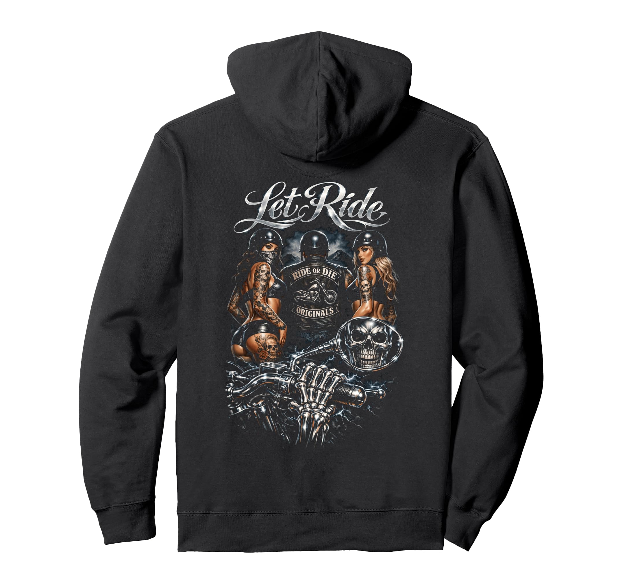 Motorcycle Biker Skull Tattoo Rider Art Hoodie - Custom Art Print Men Women - T-Shirt, Sweatshirt, Hoodie