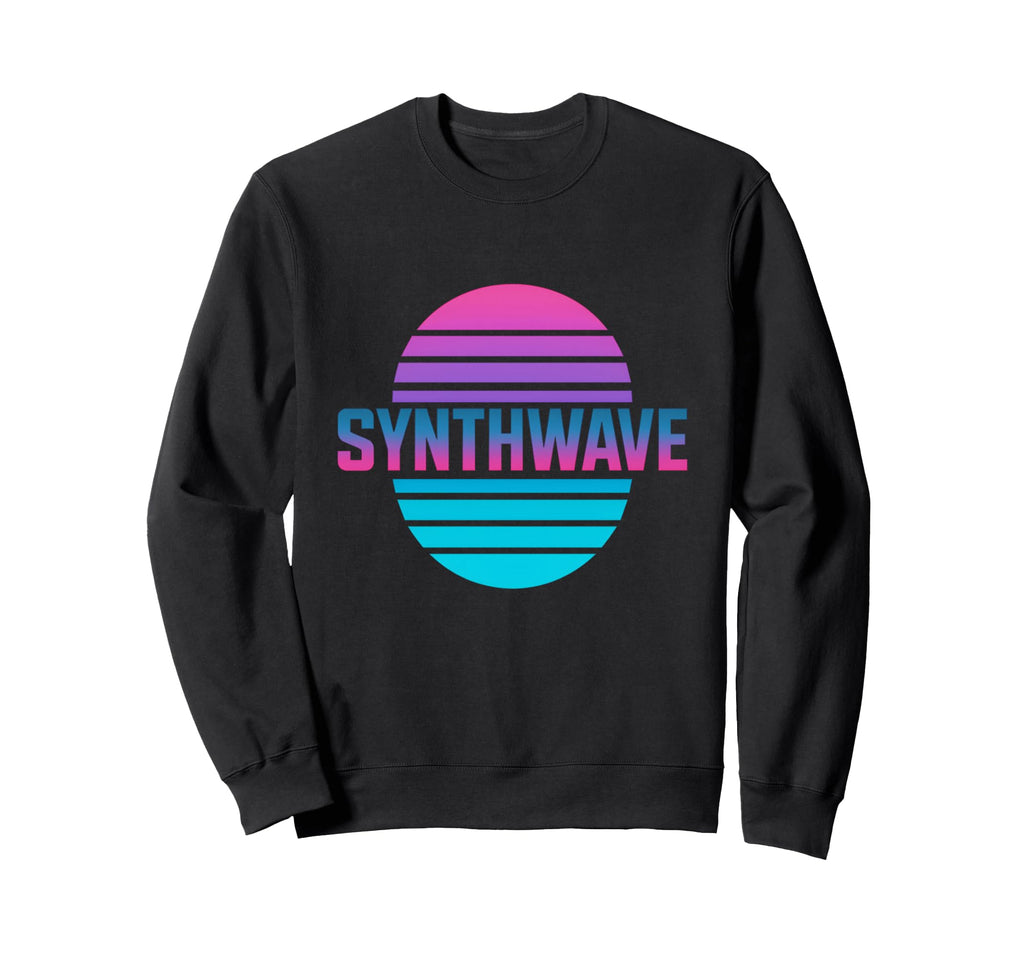 Striped Sun Synthwave Vaporwave Circle Hoodie - Novelty Apparel for Adults - T-Shirt, Sweatshirt, Hoodie
