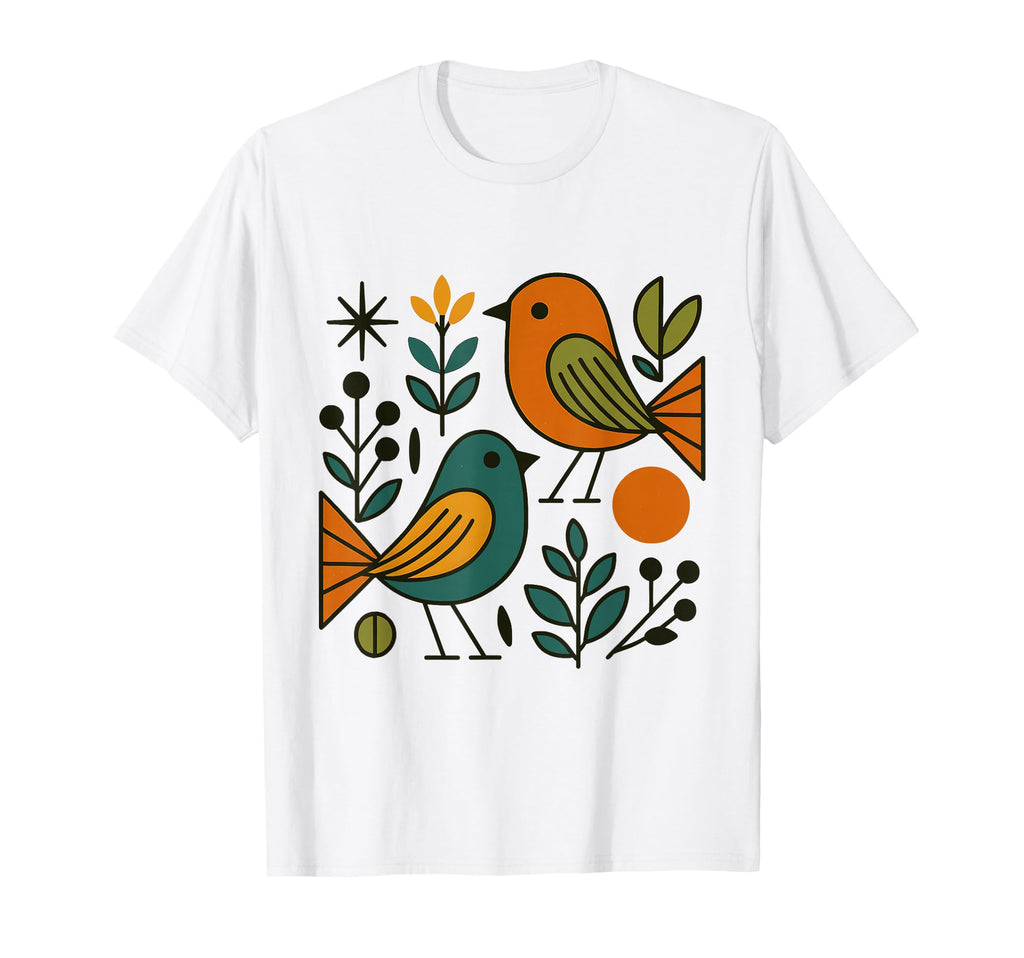 Mid Century Birds Modern Illustration T-Shirt - Streetwear Style Men Women - T-Shirt, Sweatshirt, Hoodie