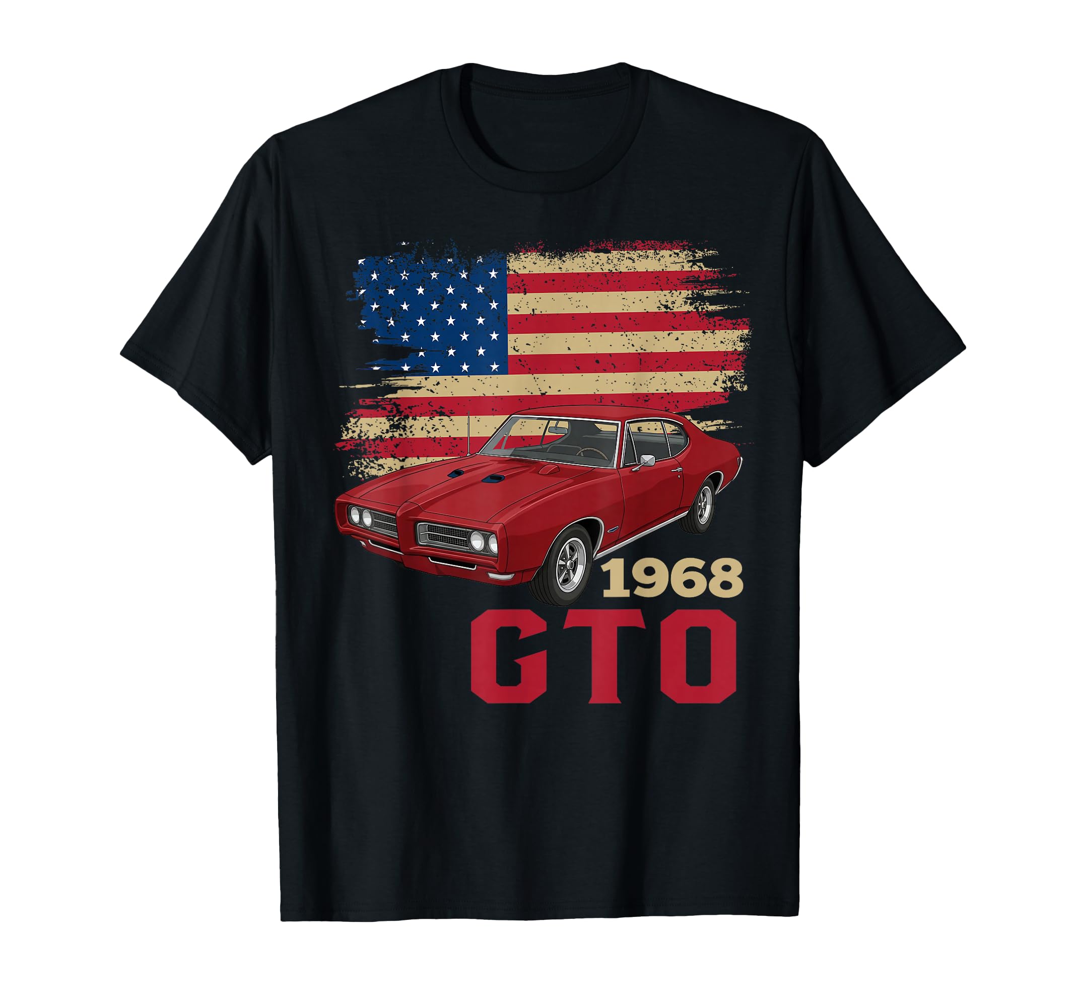 68 1968 Gto American Flag Silhouette T-Shirt - Novelty Apparel Unisex - T-Shirt, Sweatshirt, Hoodie