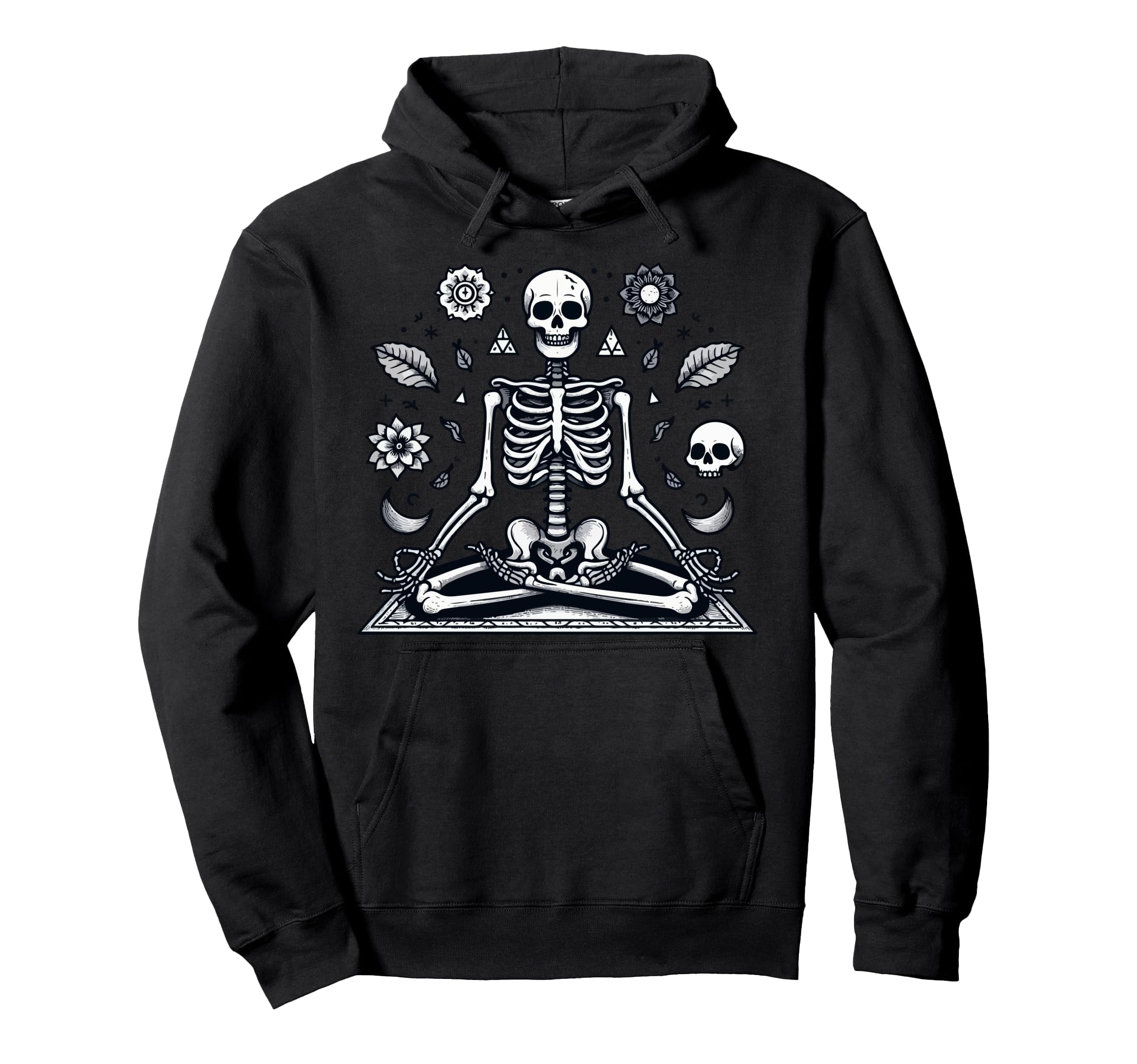Meditation Skeleton Yoga Pose Relaxing Hoodie - Trendy Graphic Men Women - T-Shirt, Sweatshirt, Hoodie
