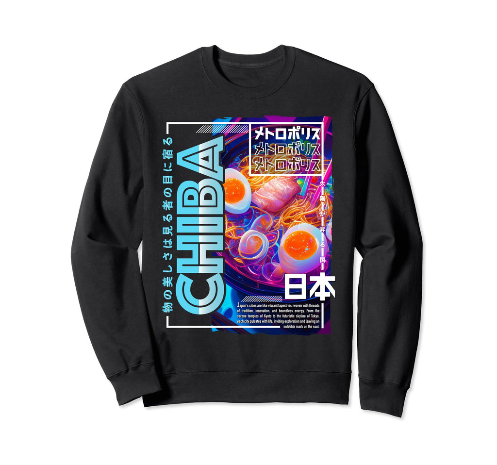 Chiba City 80S Synthwave Ramen Sweatshirt - Custom Art Print Men Women - T-Shirt, Sweatshirt, Hoodie