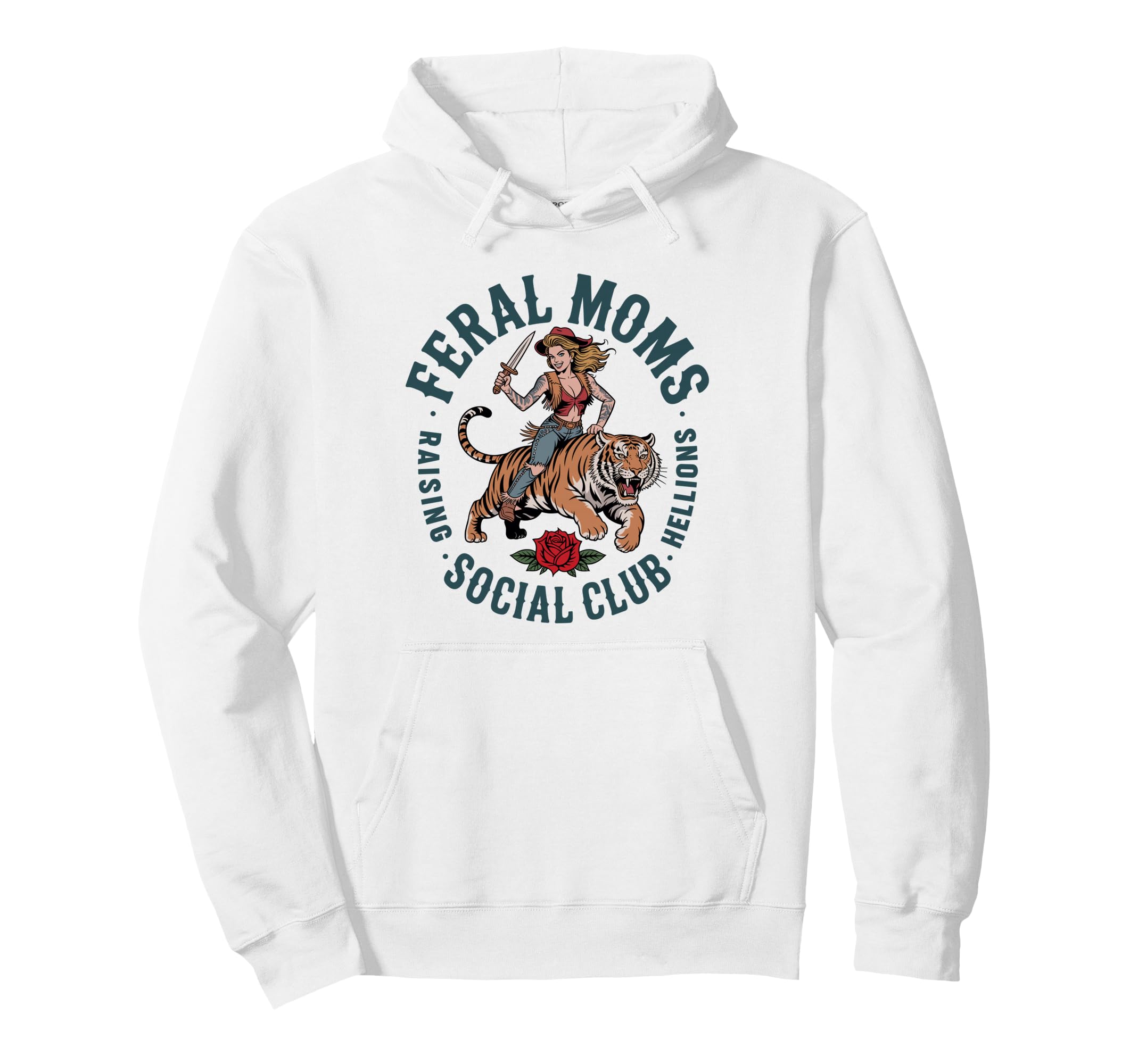Feral Moms Social Club Raising Hellions Hoodie - Unique Graphic Unisex - T-Shirt, Sweatshirt, Hoodie