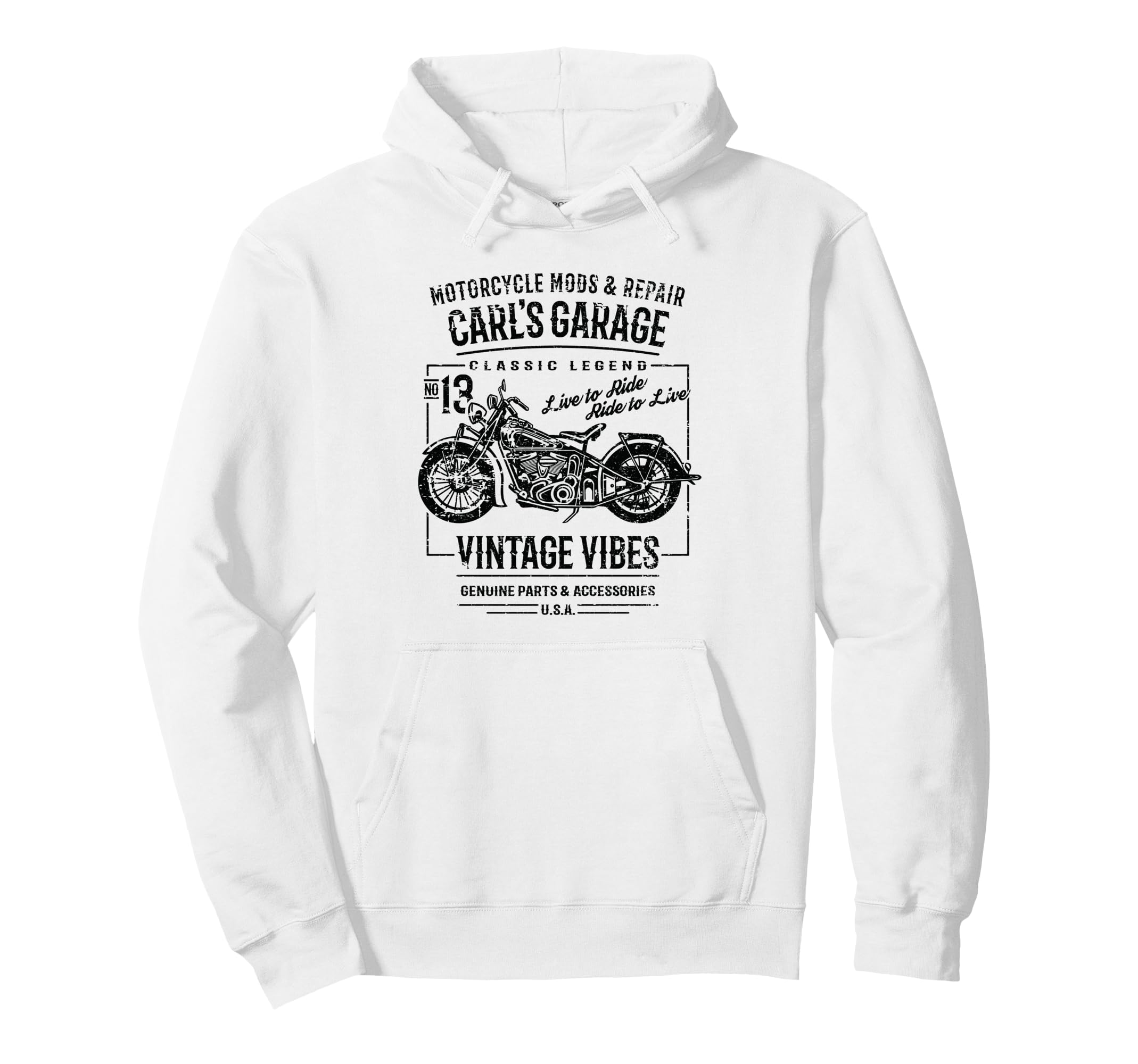Carls Garage Motorcycle Name Carl Hoodie - Trendy Graphic Unisex - T-Shirt, Sweatshirt, Hoodie