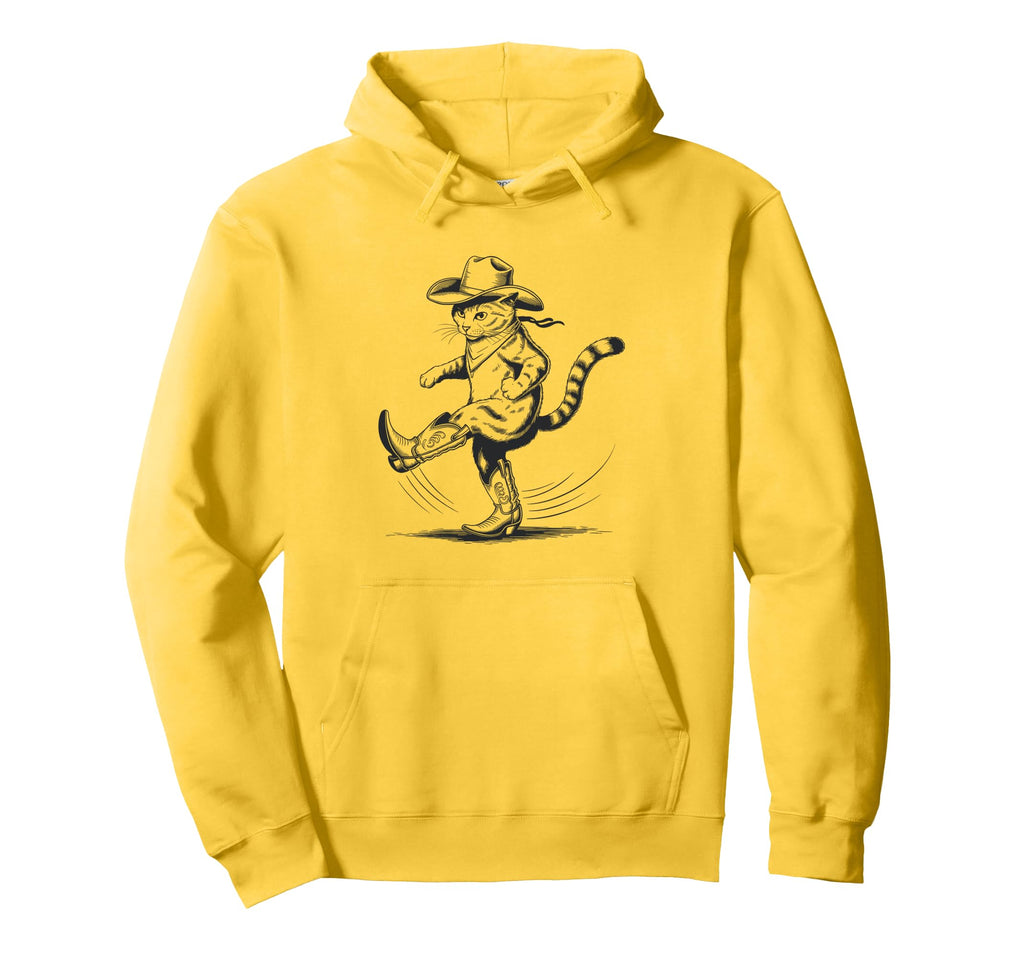 Cowboy Cat Western Cowgirl Cat Dad Mom Hoodie - Minimalist Print Men Women - T-Shirt, Sweatshirt, Hoodie