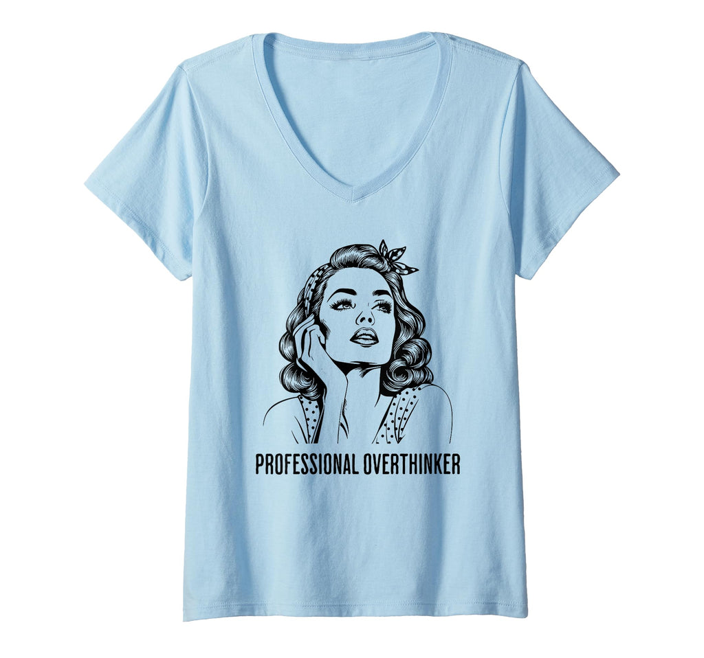 Womens Professional Overthinker V Neck T-Shirt - Custom Art Print Unisex - T-Shirt, Sweatshirt, Hoodie