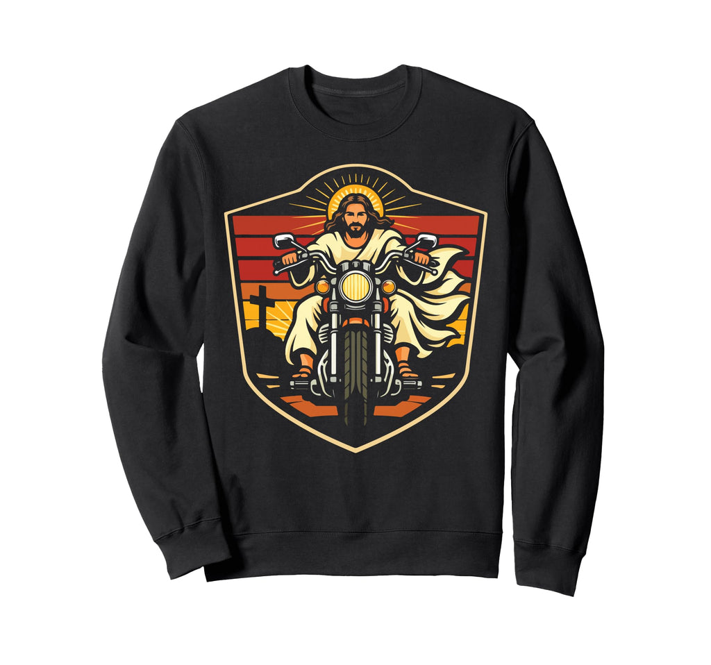 Christian Motorcycle Biker Jesus Sweatshirt - Unique Graphic Men Women - T-Shirt, Sweatshirt, Hoodie