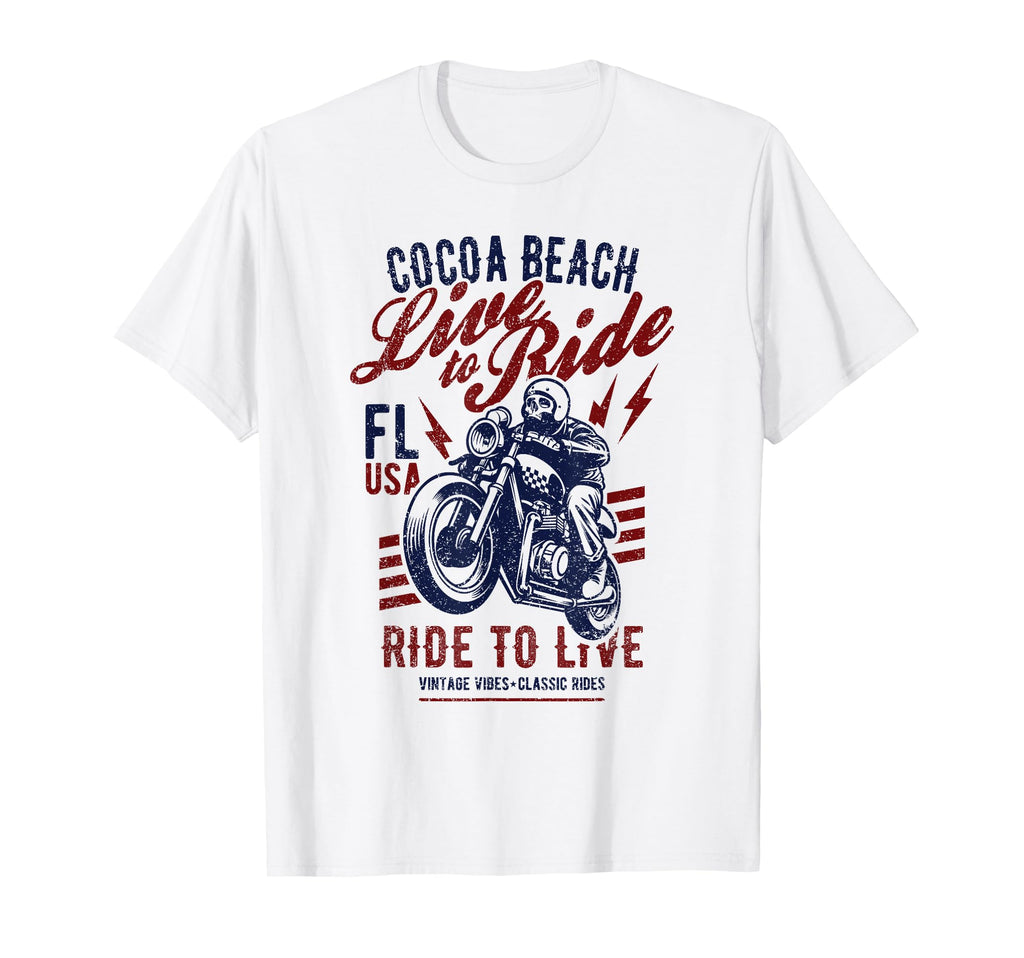 Cocoa Beach Florida Motorcycle Skull T-Shirt - Unique Graphic for Adults - T-Shirt, Sweatshirt, Hoodie