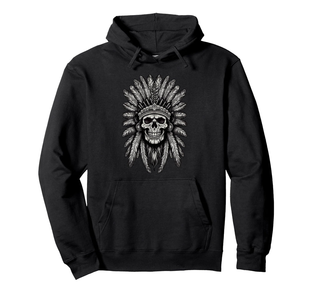 Skull Indian Headdress Indian Skull Chief Hoodie - Custom Art Print Unisex - T-Shirt, Sweatshirt, Hoodie