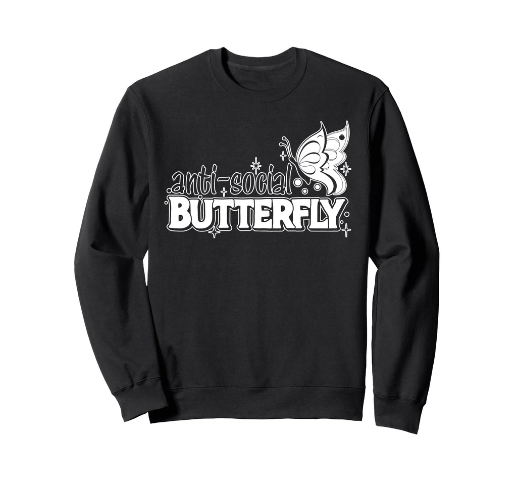 Antisocial Butterfly Introvert Sweatshirt - Custom Art Print for Adults - T-Shirt, Sweatshirt, Hoodie