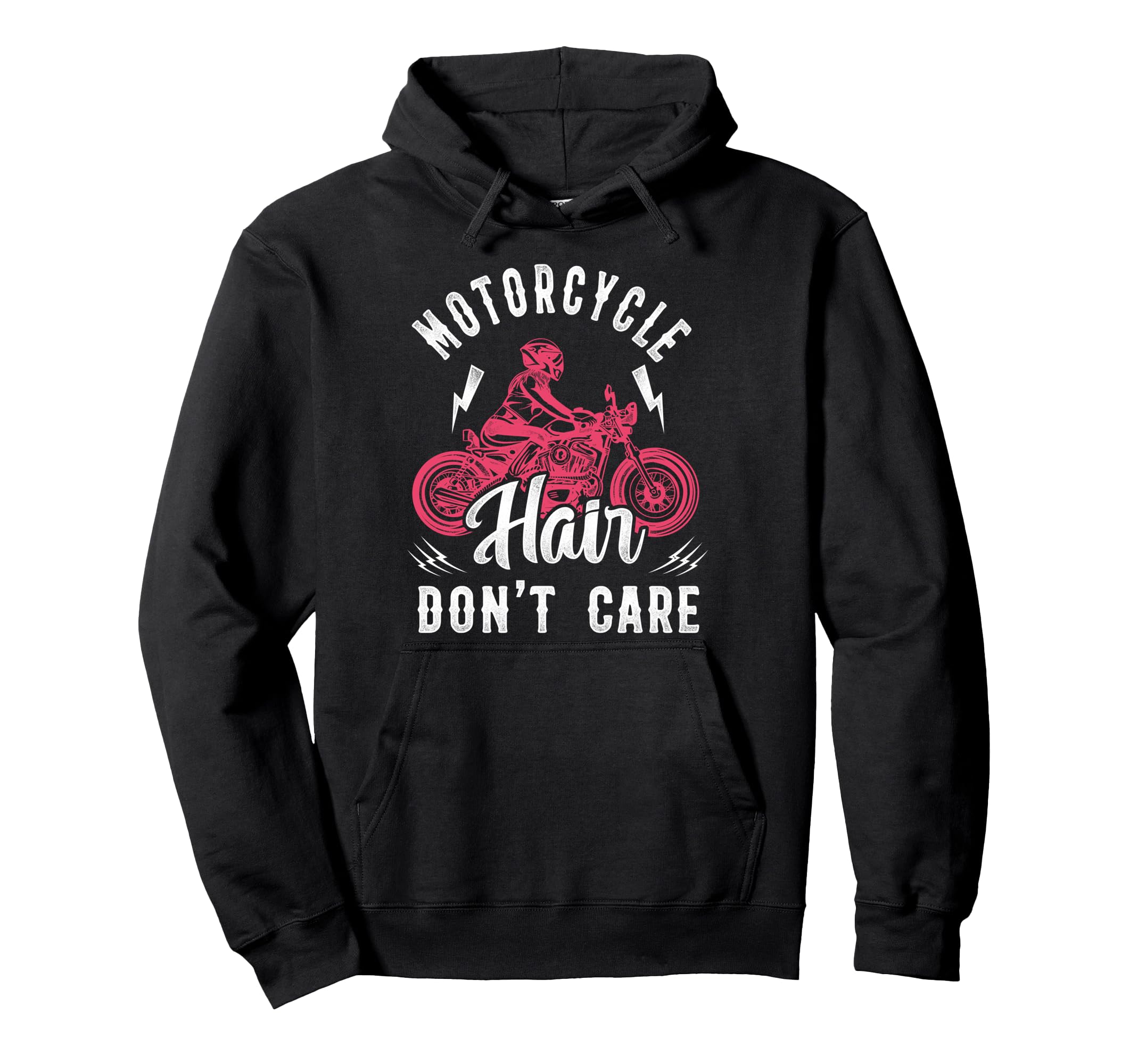 Motorcycle Biker Female Motorcycle Hair Hoodie - Unique Graphic Men Women - T-Shirt, Sweatshirt, Hoodie