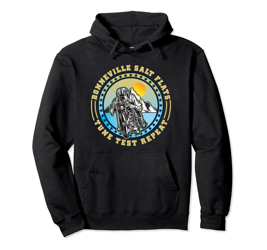Bonneville Salt Flats Motorcycle Rider Hoodie - Novelty Apparel Men Women - T-Shirt, Sweatshirt, Hoodie