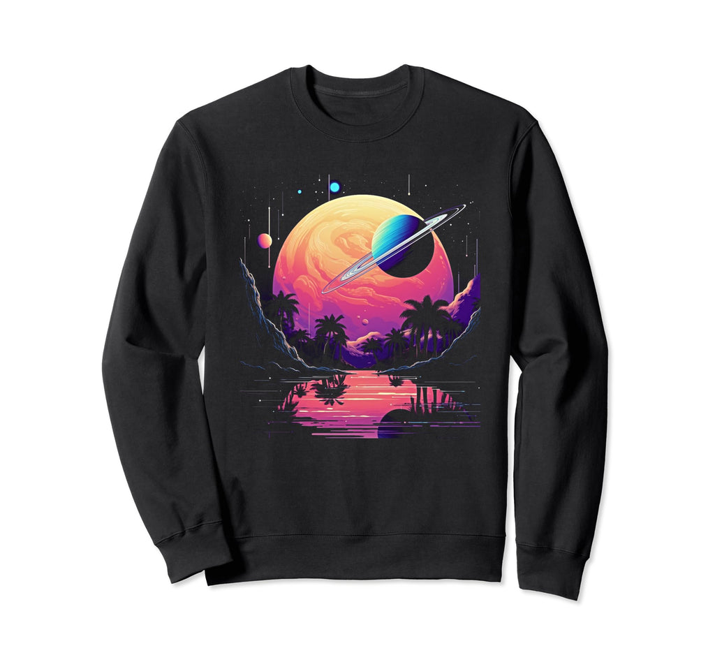 Vaporwave Solar System 80S Synthwave Sweatshirt - Graphic Print Unisex - T-Shirt, Sweatshirt, Hoodie