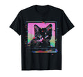 Psychedelic Trippy Glitch Cat 80S T-Shirt - Casual Everyday Wear Unisex - T-Shirt, Sweatshirt, Hoodie